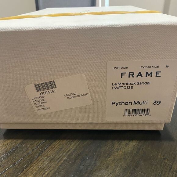 NWT FRAME Le Montauk Criss Cross Sandals, Size 39 Euro/8.5 US, Python Multi - Picture 4 of 10